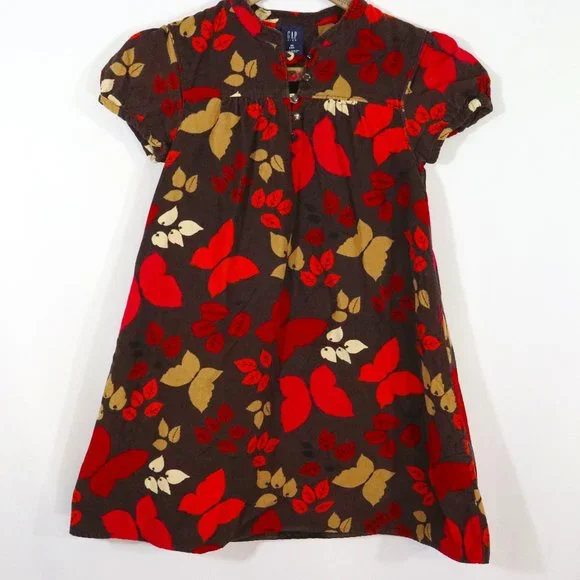 gap fall dress Gap Kids Girls Black Orange Fall Floral Puff Sleeve Smocked Babydoll Dress S 6-7